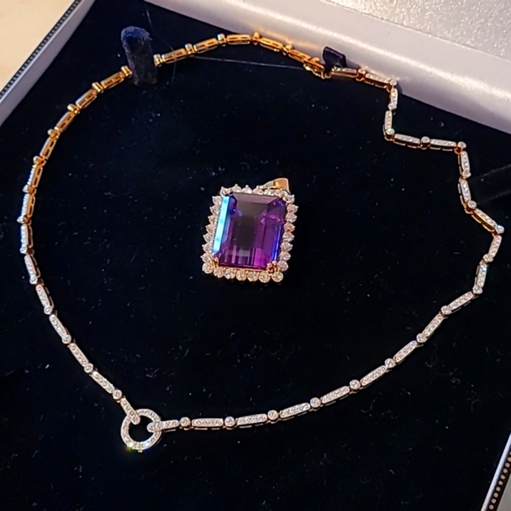 18k Diamond Tennis  Necklace 21 Grams - Picture 10 of 12